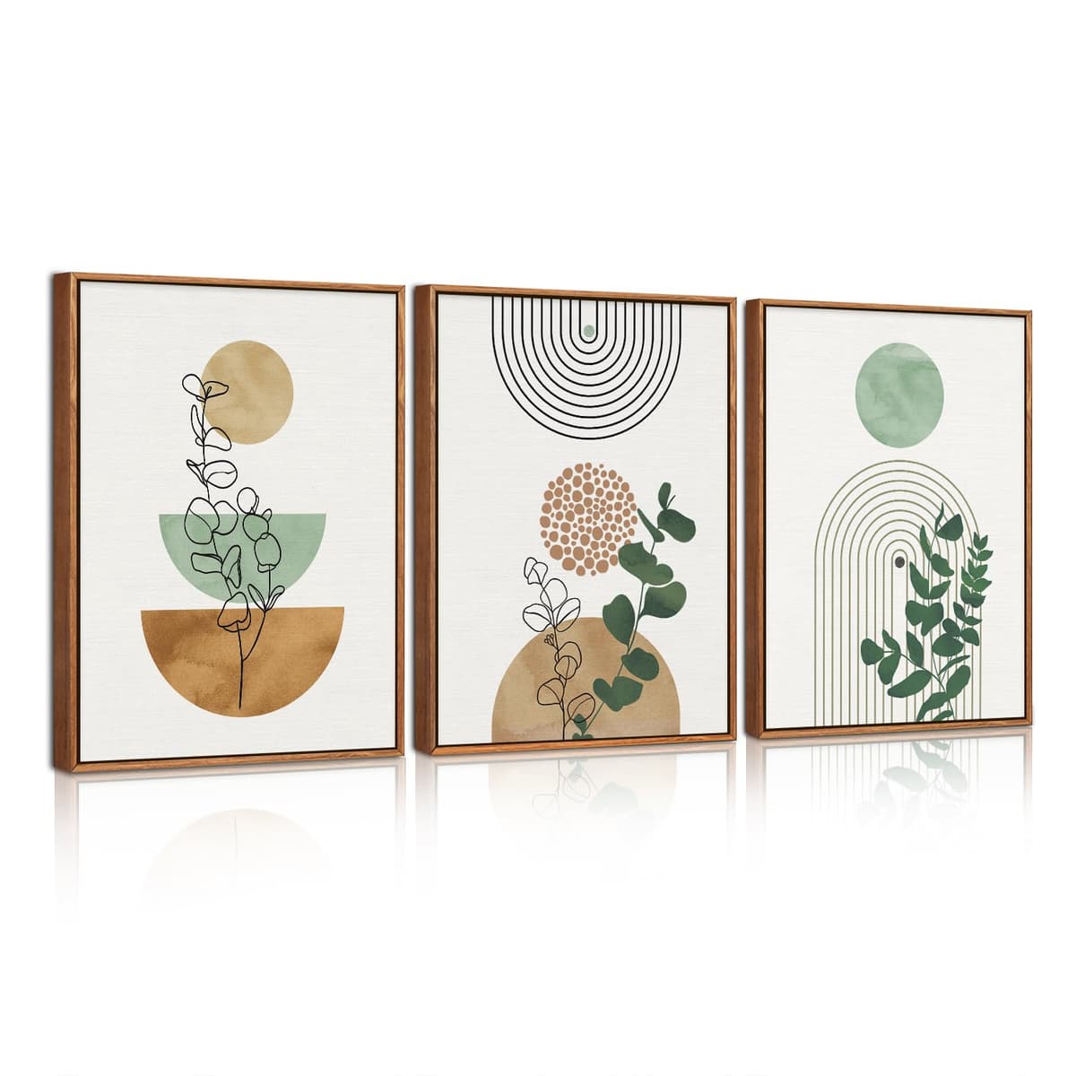 HPNIUB Sage Green Framed Canvas Prints Wall Art Set, Abstract Botanical Boho Wall Decor, Minimalist Geometric Line Leaf Canvas Artwork for Living Room, Bedroom, Dining Room, Office, Bathroom 30x40cm — view 24