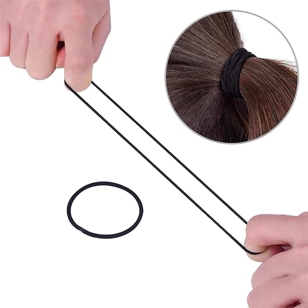 WROLY Hair Bands, Hair Bands For Women, Ponytail Holders, Hair Bobbles Hair Ties 4mm, Hairbands Hair Bands For Girls, Hair Bobbles Elastic Hair Bands (50-Hair Bands (Black) — view 2