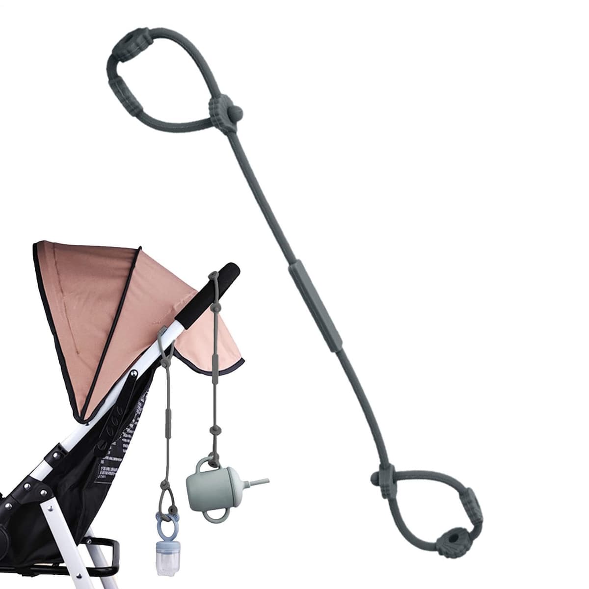 Correa de seguridad para juguetes - Correas dè silicona pàra jùguetes, soporte ajustable paŗa chupete y mordedor | Accesorios multifuncionales parä trona, Clip ṕara cuna, juĝuetes colgantes, cadena a — view 2