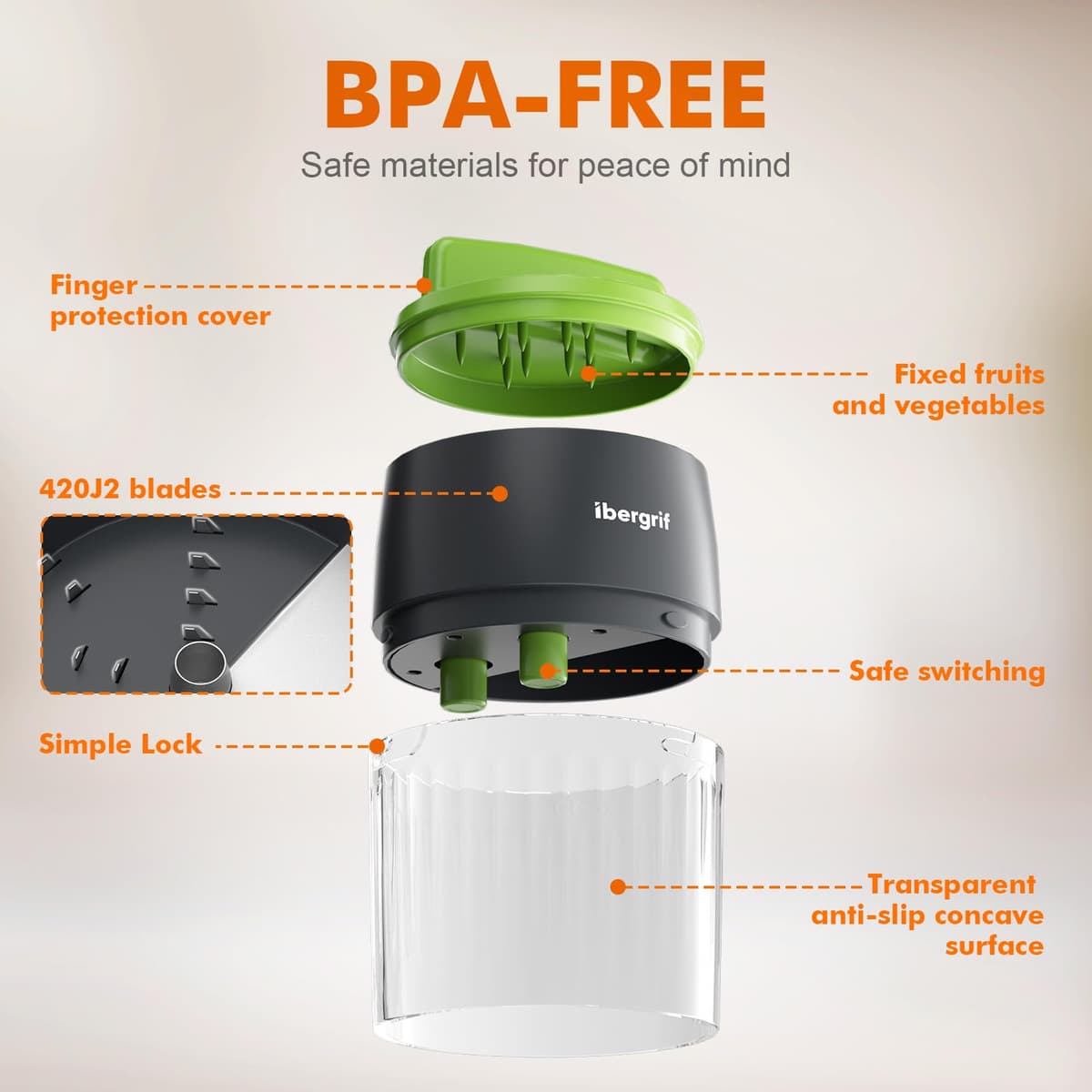Ibergrif M522 Espiralizador de Verduras, Espaguetis Calabacin Maquina Mejorado, Espirilizador Calabacines Libre de BPA, Apto para Lavavajillas, 4 en 1 Cortador Calabacin para Pepinos, Calabacín — view 5