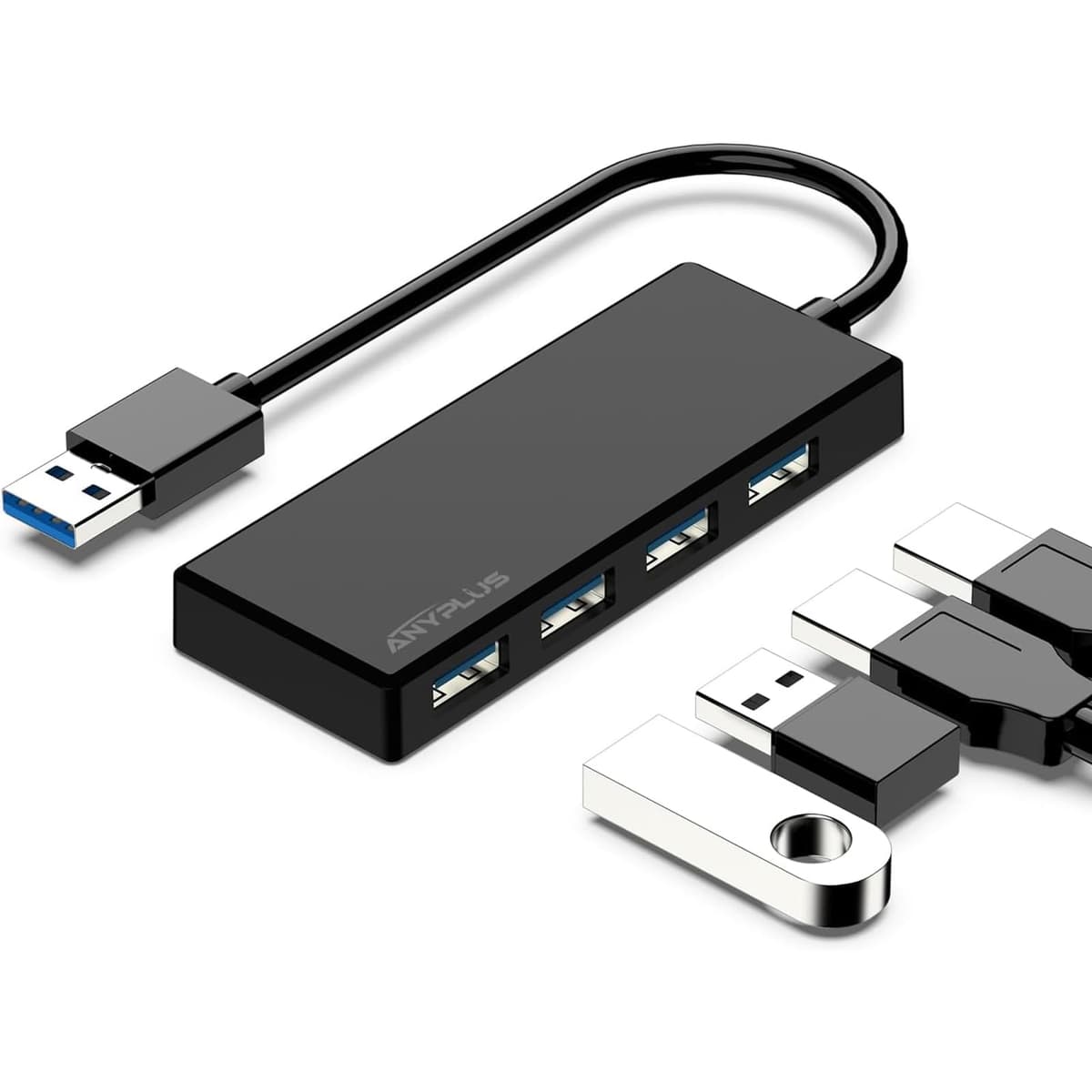 USB 3.0 Hub, 4 Port USB Hub Splitter,Portable USB Adapter Mini Multiport Expander for Desktop, Laptop, Xbox, Flash Drive, HDD, Console, Printer, PC, Keyboards, HP, Dell — view 3
