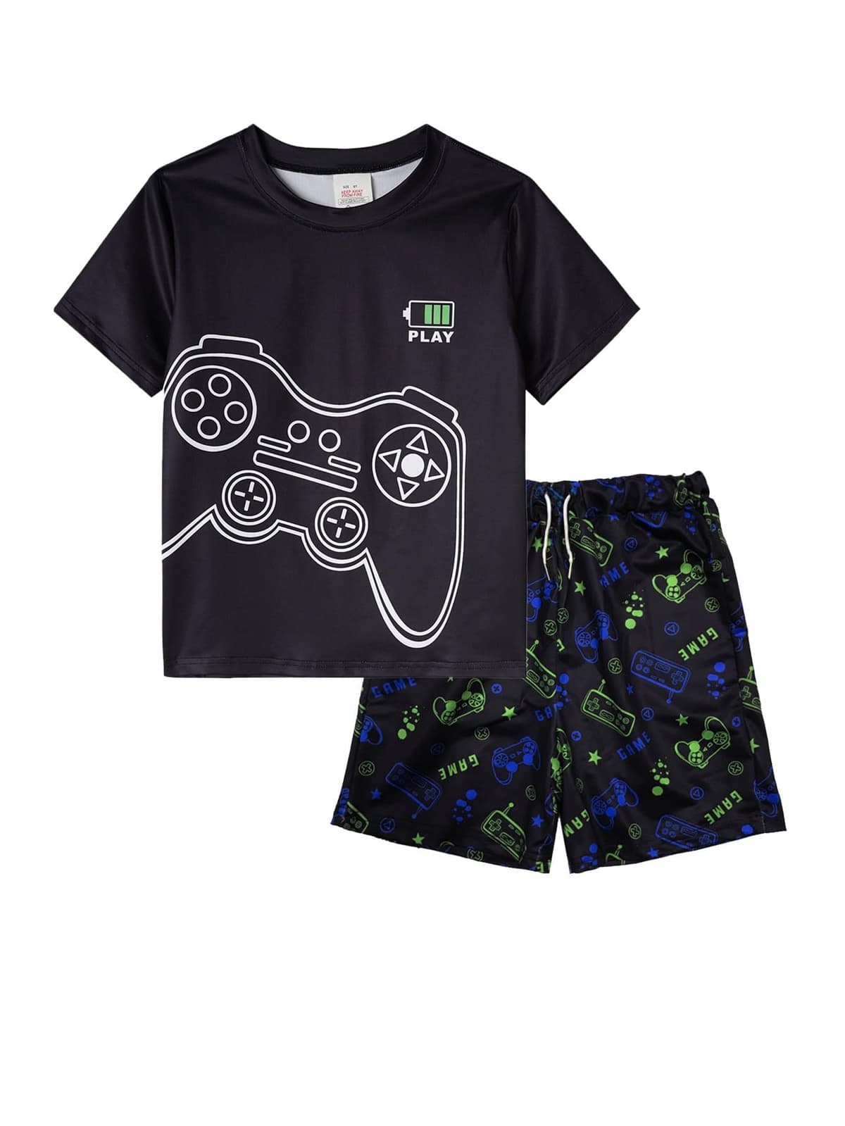 Conjunto deportivo transpirable de verano para niños, camiseta de manga corta con cuello redondo y pantalones cortos casuales para jugar a diario — view 8