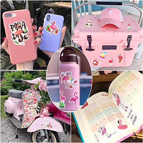 QTL Flamingo Vinyl Cute Stickers for Water Bottles,Laptops and School Supplies,Waterproof Decorative Decals for Kids,Girls,Boys,Teens and Adults,Party Favors,Birthday Gifts(Flamingo 50pcs) — view 2