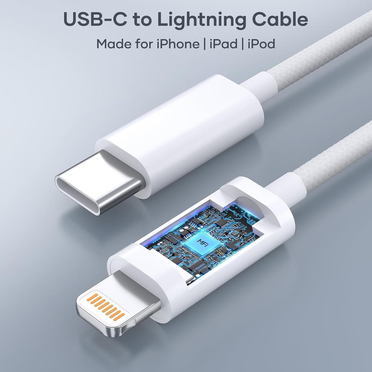 USB C to Lightning Cable 2PACK 1M MFi Certified Braided iPhone Charger USBC Fast Charging Cable Compatible with iPhone14/13/12/11 ProMax/iPad etc. (2PACK3FT)