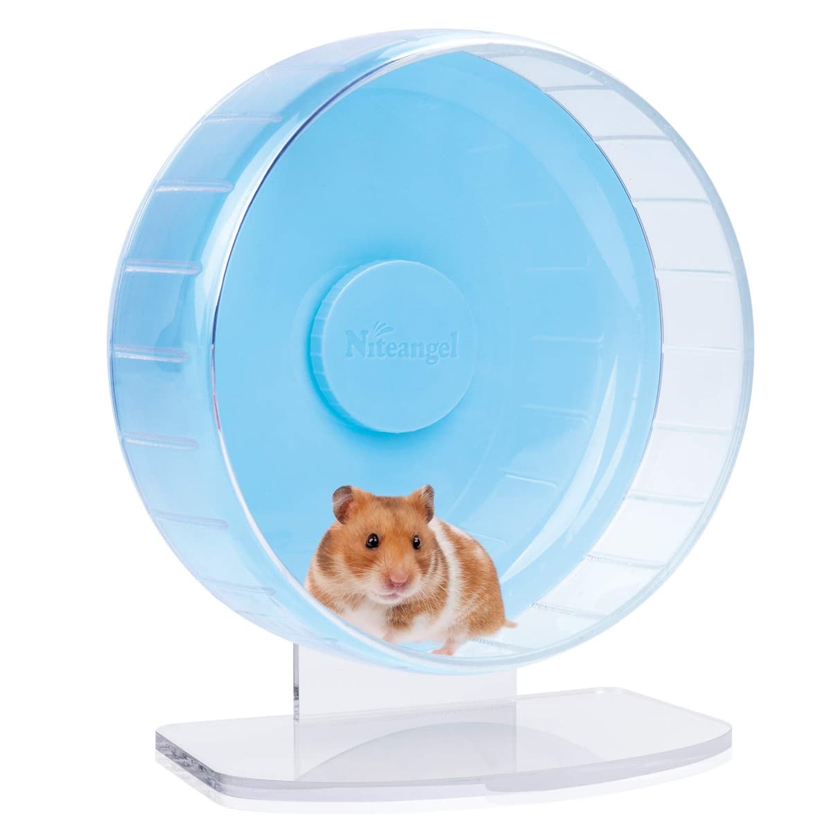 Niteangel Super Silent Hamster Exercise Wheels - Quiet Spinner Hamster Running Wheels with Adjustable Stand for Hedgehog Gerbils Mice Or Other Small Animals (Large, Transparent) — view 9