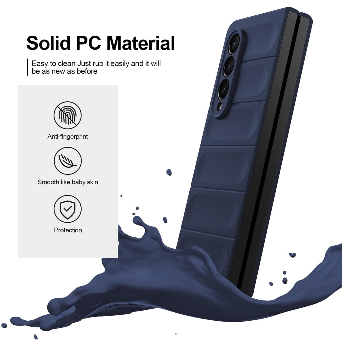 Case for Samsung Galaxy Z Fold 4, Hard PC Slim Fit Bumper Case, Anti-Scratch Shockproof Protective Phone Cover, Blue — view 8