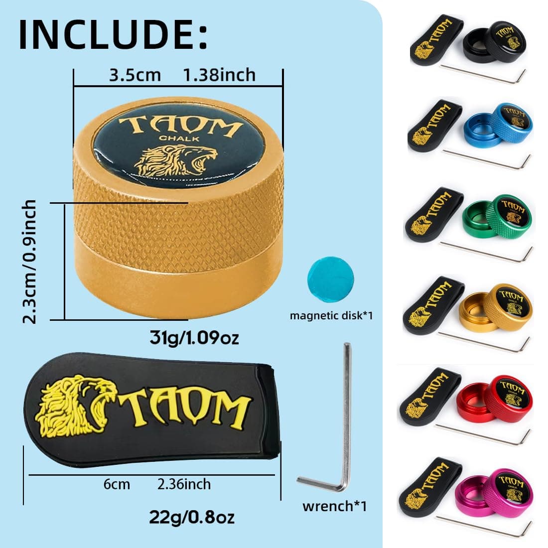 TAOM Soporte de Tiza para Piscina Forma Redonda Herramienta Práctica Accesorios Billar Magnética Mini Tiza Punta Caja Contenedor Redondo Caja Billar — view 2