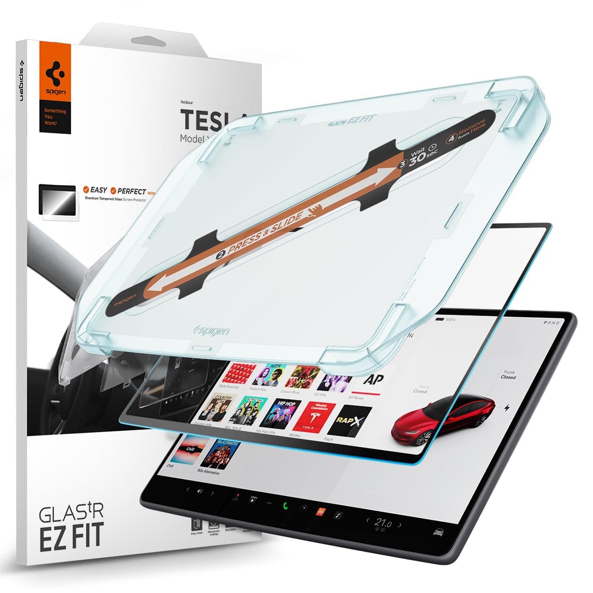 Spigen Glas.tR EZ Fit Anti-Glare Matte Tempered Glass Screen Protector for Tesla Model Y L(2026), Model Y Standard(2026), Model Y Performance(2024-2026), Model Y Premium(2026) 16 inch - 1 Pack — view 10