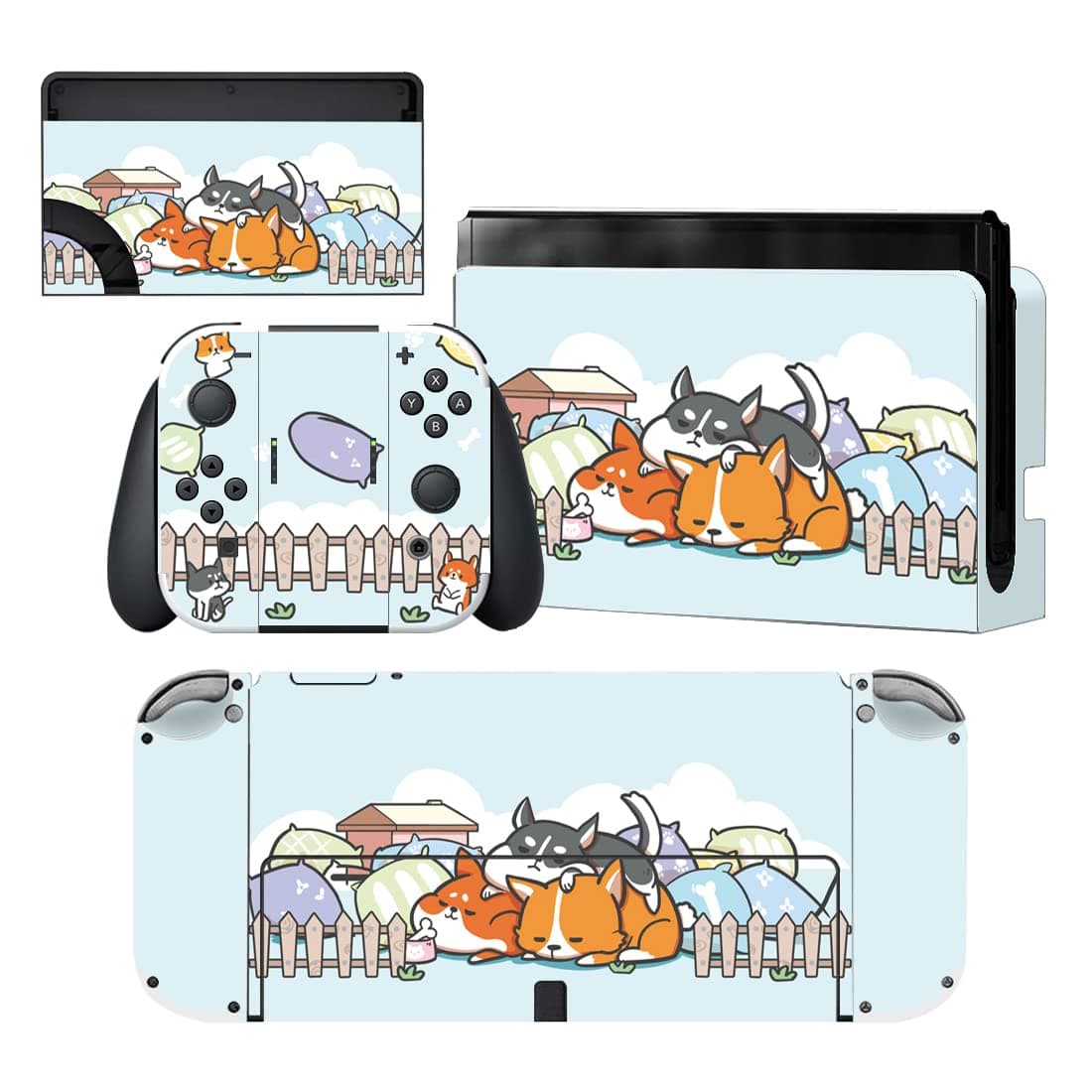 playvital Full Set Protective Stickers for Nintendo Switch OLED Model, Customized Vinyl Decal Skins for Switch OLED Console & Joycon & Dock & Grip - Nebula Galaxy — view 36