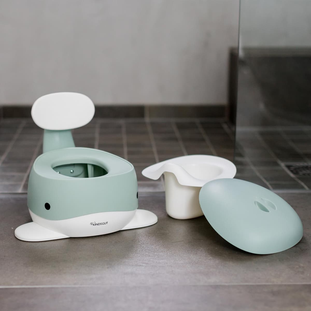 Kindsgut - Orinal para bebés, diseño de Ballena Infantil y Colores sutiles, Entrenamiento para IR al baño, Aguamarina — view 3