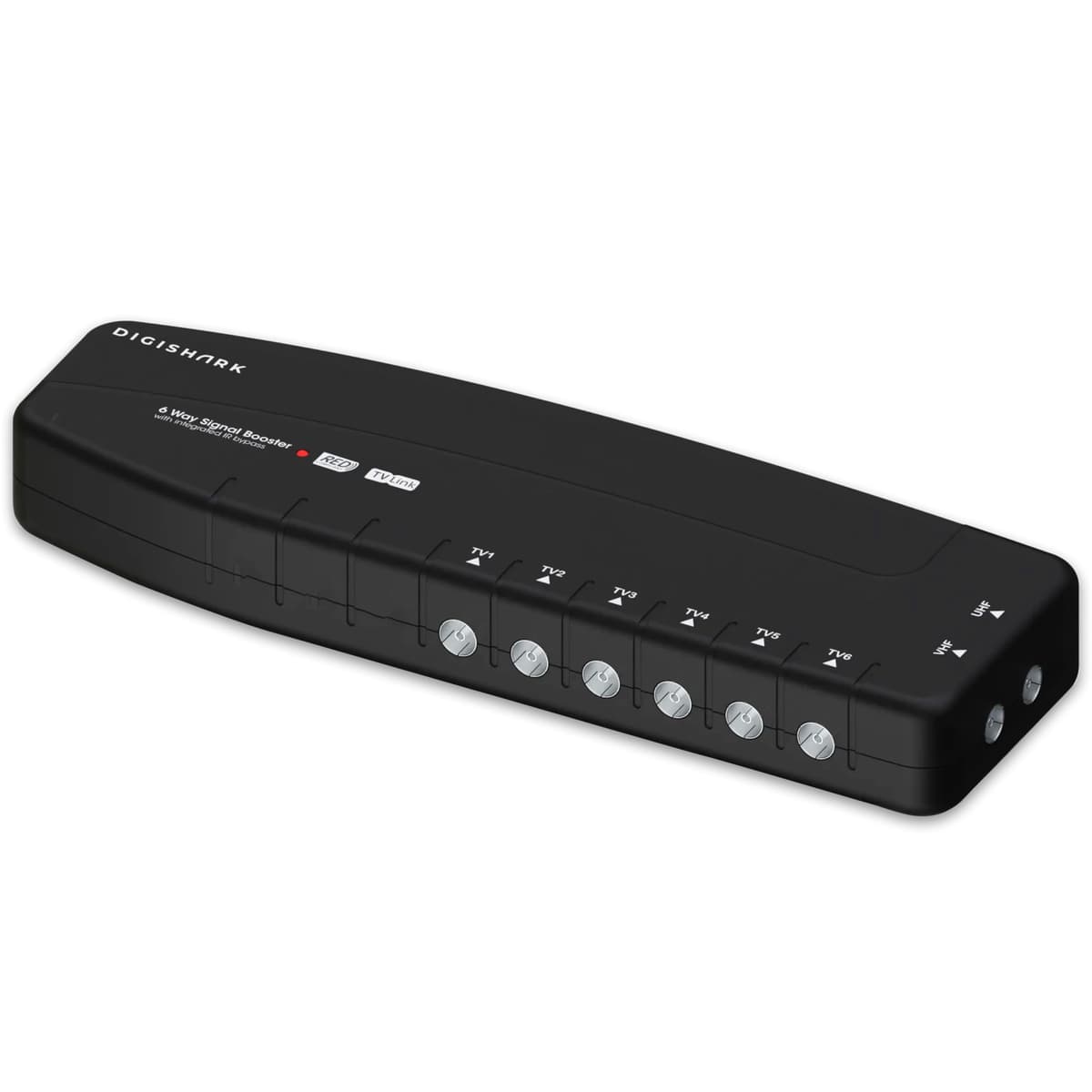 6 Way TV Aerial Signal Booster&Splitter Amplifier, Improves Picture Quality&Channel Reception, IR Bypass Compatible, Built-In 4G/5G LTE Filter, Freeview HD UHF Ch 21-60, 4K, FM&DAB