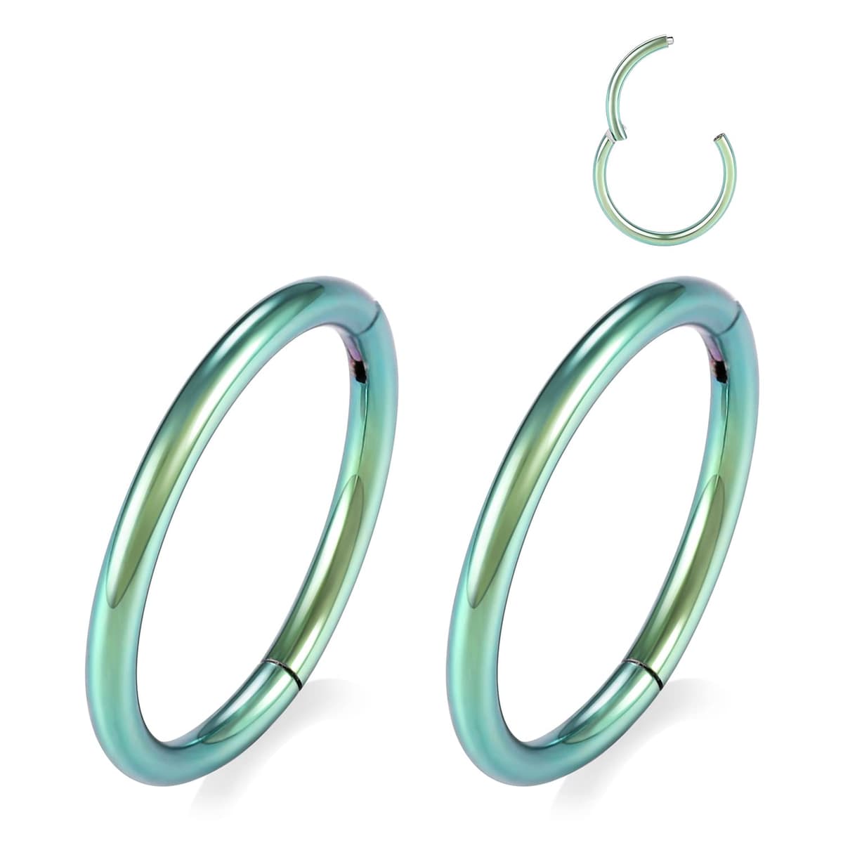 GAGABODY 2 Pcs Nose Rings 20G 18G 16G 14G 12G 10G 8G Surgical Steel Piercing Rings for Nose Septum Cartilage Helix Tragus Conch Rook Daith Lobe from 5mm to 16mm Seamless Hoop Unisex Hinged Earrings — view 29