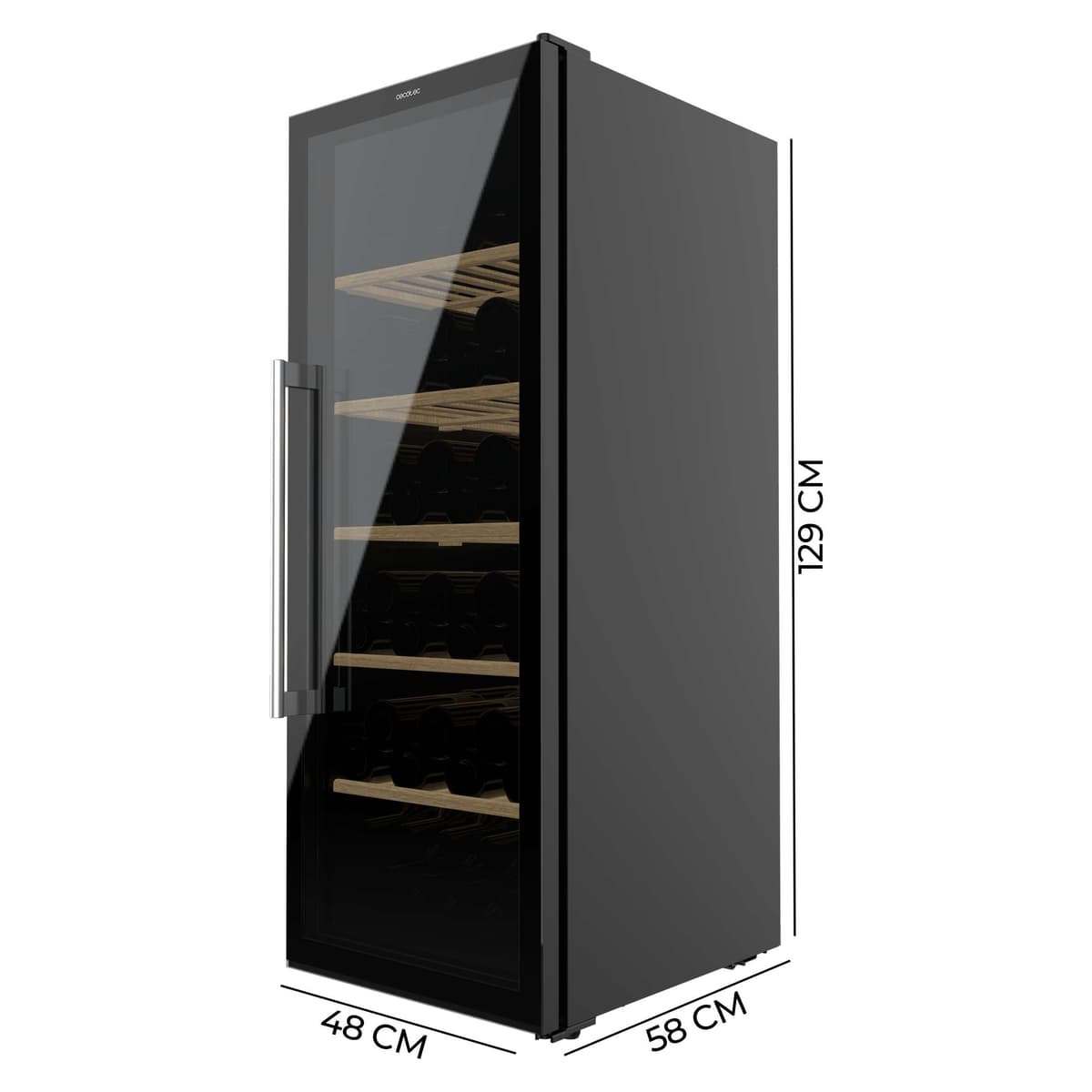 Cecotec Vinoteca 98 Botellas Bolero Grand Sommelier 98000 Black: Vinoteca De 128,5 cm Con Sistema De Enfriamiento Silencioso A 41Db Y Panel De Control Táctil — view 2