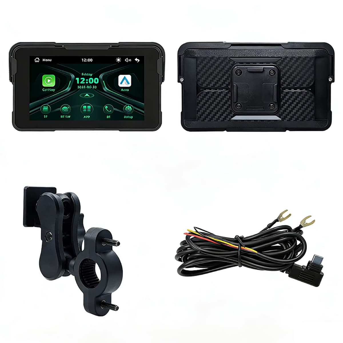 MYJDML Carplay Moto para Kawasaki ZZR 1400 2006-2020, Pantalla Táctil 5" Impermeable IP67, Pantalla Carplay Inalámbrica para Motocicleta,A-No Tire Pressure
