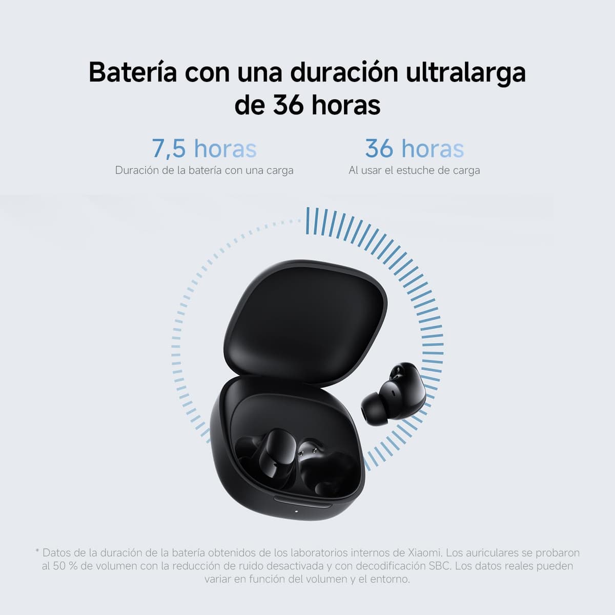 XIAOMI Redmi Buds 6 Play - Auriculares inalámbricos, cancelación de Ruido, Ligeros, hasta 36 Horas de autonomía, Bluetooth 5.4, Negro (Versión ES) — view 4