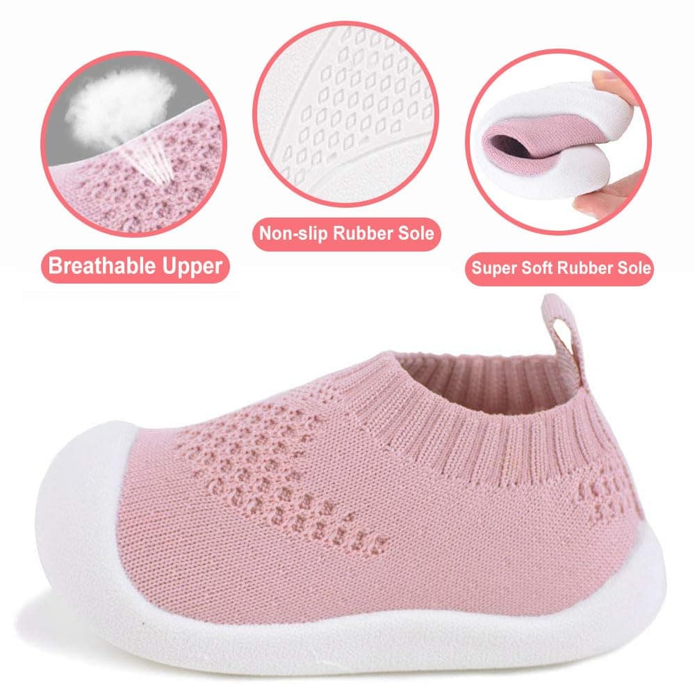 Baby Walkers Infant Sneakers Boys Girls Mesh Breathable Lightweight Non-Slip Toddler Casual Shoes Cotton Flying Woven Fabric Mesh Breathable Lightweight Trainers Indoor Outdoor — view 6
