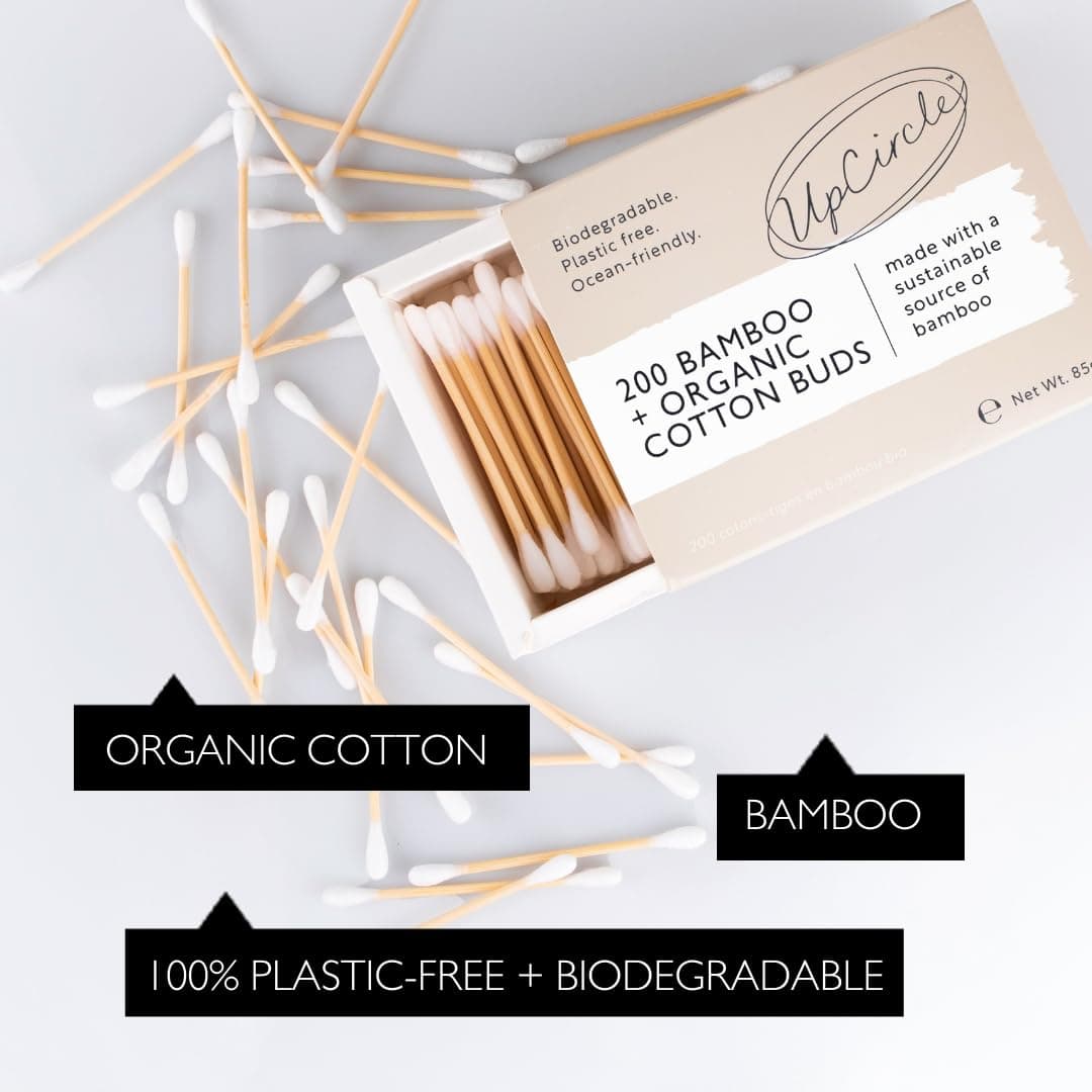 UpCircle Bamboo Cotton Buds - 200 Pieces - Biodegradable, Sustainable, Plastic-Free, Fully Recyclable Ear Buds - A Staple For Any Bathroom — view 3