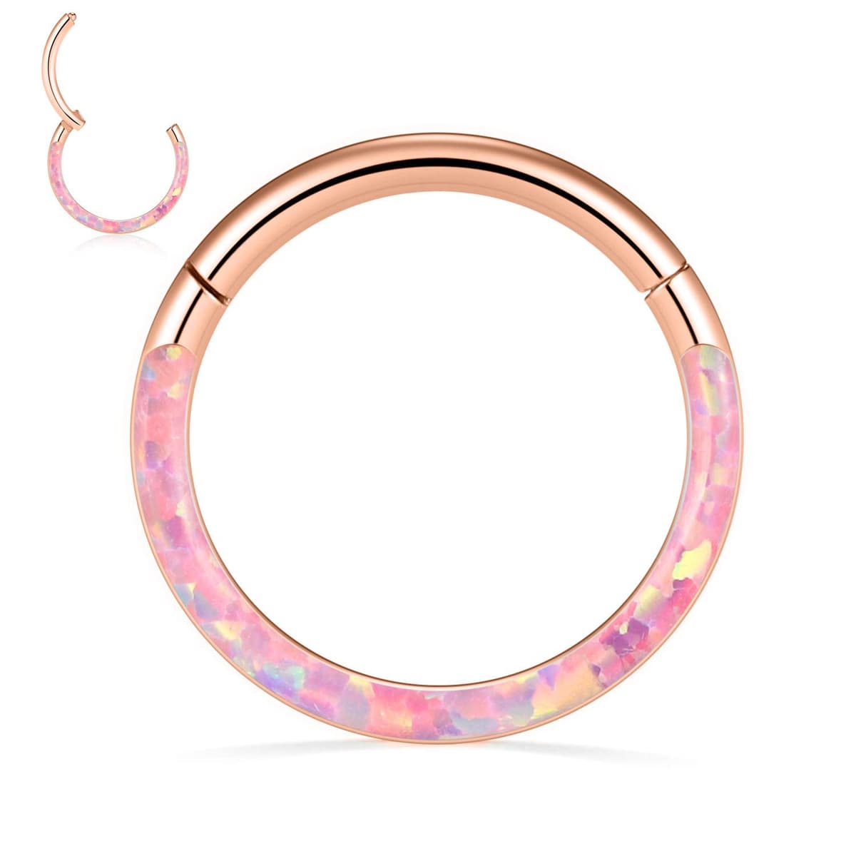 hengkaixuan CZ Opal Septum Jewellery Daith Ring Conch Hoop Seamless Clicker Ring Surgical Steel Rook Tragus Conch Piercing Jewellery Small Hoop Earring Nose Hoop Ring — view 35