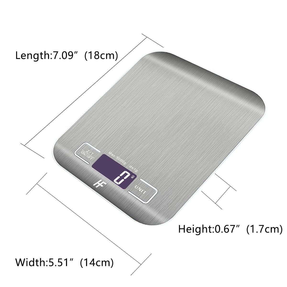 HomeFashion 5kg 1g 11lb Digital Kitchen Scales Food Scale with stainless steel Platform Electronic Cooking Backlit LCD Display Multifunction for Home and Office Use — view 3