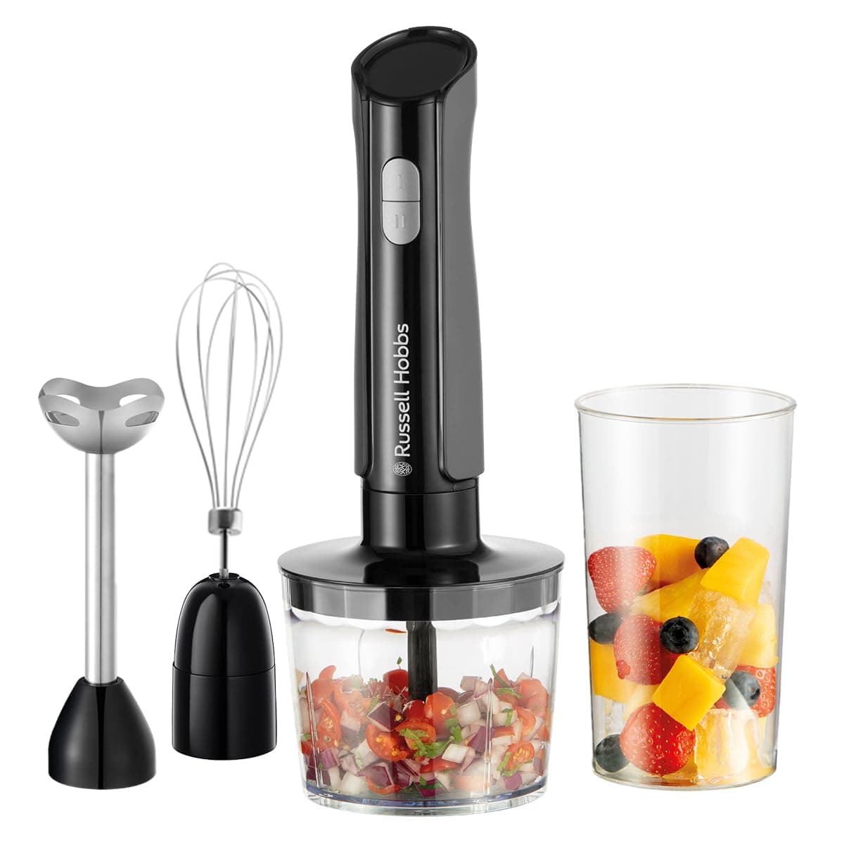 Russell Hobbs Desire 3 in 1 Electric Hand Blender, Fruit & Veg Mini Chopper & Whisk attachment, Stainless steel blending leg, whisk & blades, 500ml capacity chopping bowl & 700ml beaker, 500W, 24702 — view 6