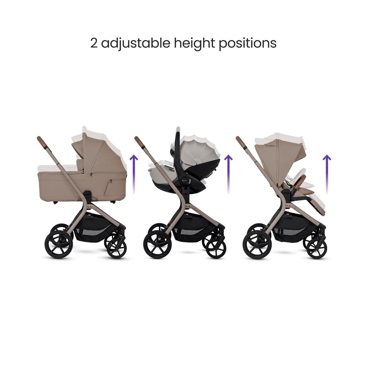 Silver Cross Breez Travel System - Compact Lightweight Pushchair & 360 Infant Carrier Car Seat Bundle - One-Hand Fold Pushchair with Lie-Flat Seat - Birth to 4 Years (22kg) - Champagne — view 4
