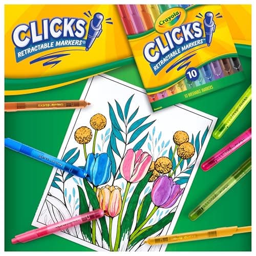 Crayola Clicks Retractable Tip Markers (10ct), Washable Cone Tip Art Marker Set, Cute Aesthetic School Supplies, Classroom Must Haves, Ages 3+ — view 6