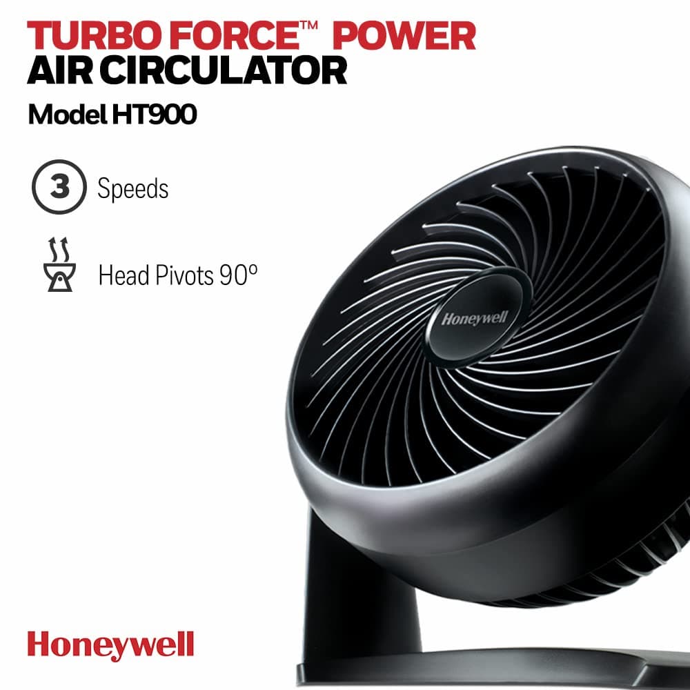 Honeywell TurboForce Power Fan (Quiet Operation Cooling, 90° Variable Tilt, 3 Speed Settings, Wall Mount Feature, Table Fan) HT900E — view 2