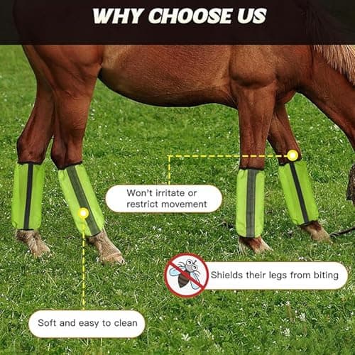 Fly Boots for Horses - Horse Mesh Leg Wraps | Breathable Equine Leggings - for Turnout Stable Competition Sports Training Ranch Farm Backyard — view 3