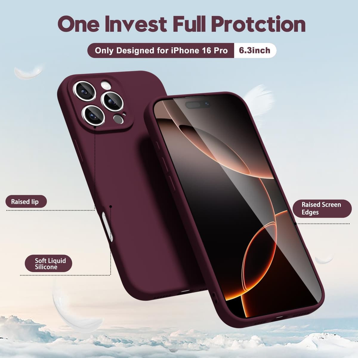 oakxco for iPhone 17 Pro Max Phone Case Liquid Silicone, Cute Thin Slim Grip Soft Rubber Gel for Women Men, Smooth Matte TPU Plain Solid Color Girly Simple Case with Camera Cover, Light Pink — view 982
