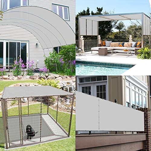 TANG 20' x 20' Waterproof Shade Cloth with Grommets, Sun Shade Sail Rectangle Straight Side, 260 GSM UV Block Fabric Patio Canopy for Deck Carport Backyard Pergola Cover, Gray — view 2