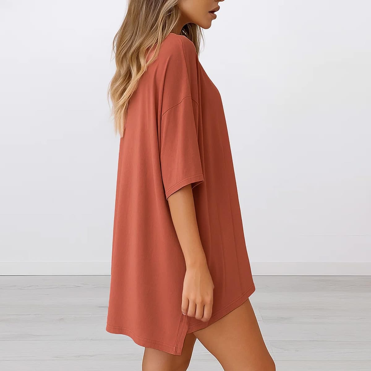 Conjunto de descanso de dos piezas para mujer, camisas casuales de verano de gran tamaño, traje de viaje — view 5