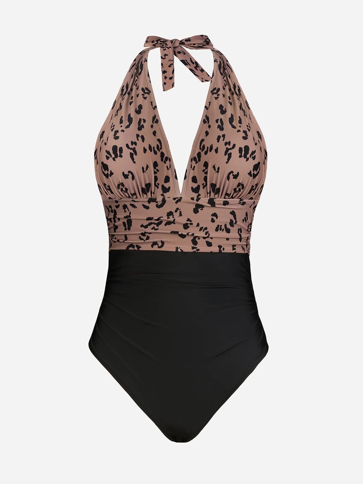 CUPSHE Bañador para Mujer Halter Cuello en V Fruncido Traje de Baño de Una Pieza — view 4