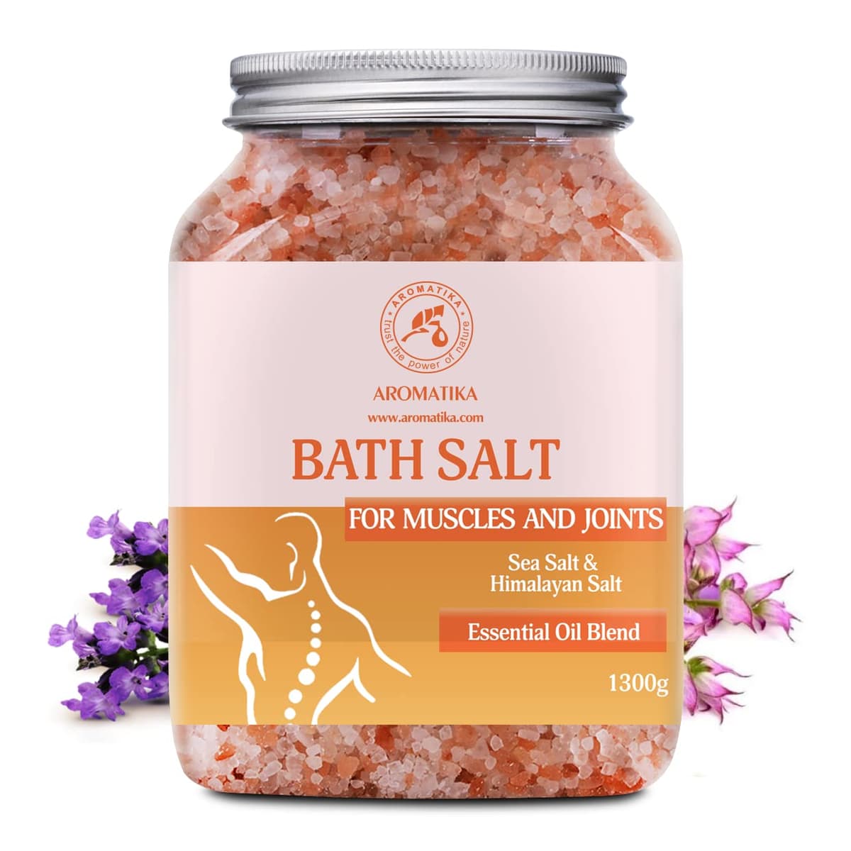 AROMATIKA Joint & Muscle Bath Salts – 1300g Natural Sea Salt Bath Soak with Lavender, Sage & Rosemary Essential Oils for Muscle Relief, Relaxation & Detox, Aromatherapy Soothing Spa Bath, Body Care — view 2