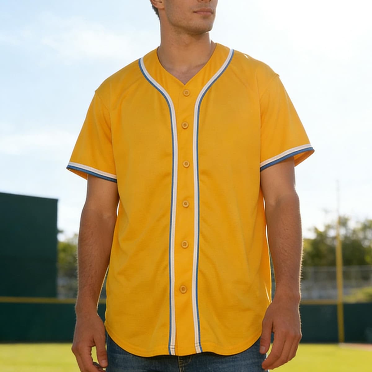 Camiseta de béisbol en blanco, camiseta casual de manga corta con botones — view 15