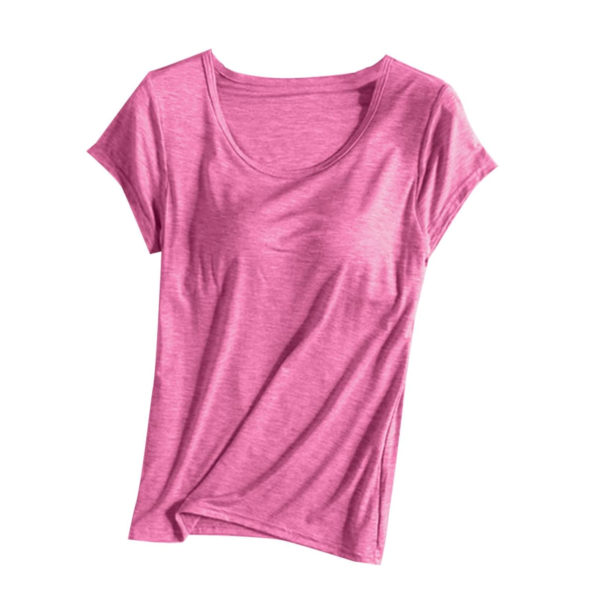 Womens Shirts with Built in Bra Short Sleeve Shirts Summer Casual Athletic Workout Yoga Shelf Bra Padded T Shirts Tops — view 14