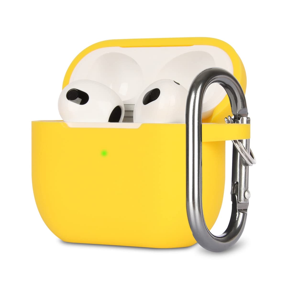 Funda de Silicona Compatible con AirPods 3, Anti-rasguños, Anti-Polvo, LED Frontal Visible, Funda Premium Silicona para AirPods 3.ª Generación (2021) con Mosquetón, Coral Orange — view 11