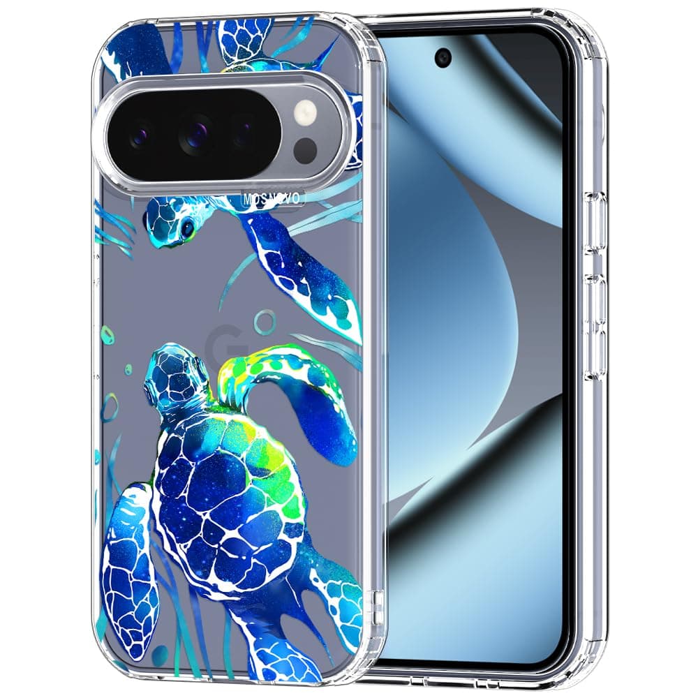 MOSNOVO Case for Google Pixel 9 & Pixel 9 Pro, [Buffertech 6.6ft Military-Grade Drop Protection] [Anti Peel Off Tech] Clear TPU Bumper Phone Case Cover Design - Eucalyptus — view 58