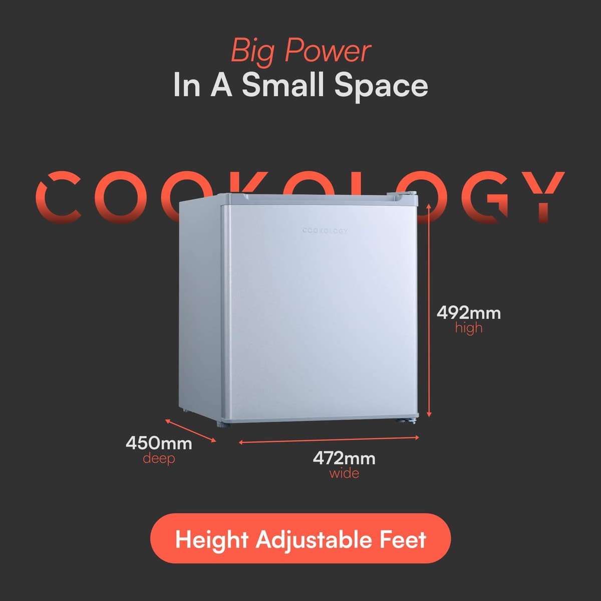 Cookology MFZ32SL Small Table Top Mini Freezer in Silver - 32 Litre Capacity - For Counter Tops - Adjustable Temperature Control & Legs - Removable Wire Shelf - 4 Star Freezer Rating — view 4