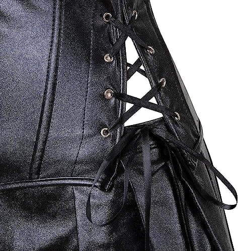 KSHUN Women's Plus Size Leather Steampunk Corset Skirt Set Sexy Punk Rock Gothic Corset Dress (Black,3X-Large) — view 4