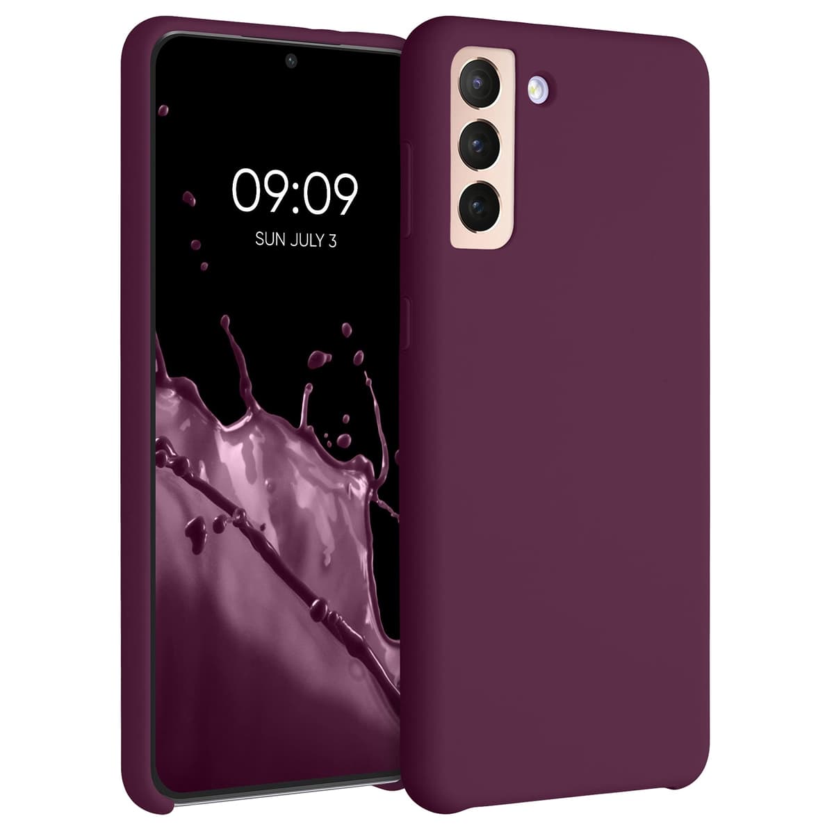 kwmobile Case for Samsung Galaxy S21 Plus Case - Soft Cover - Shockproof Silicone - Wireless Charging Bordeaux Violet