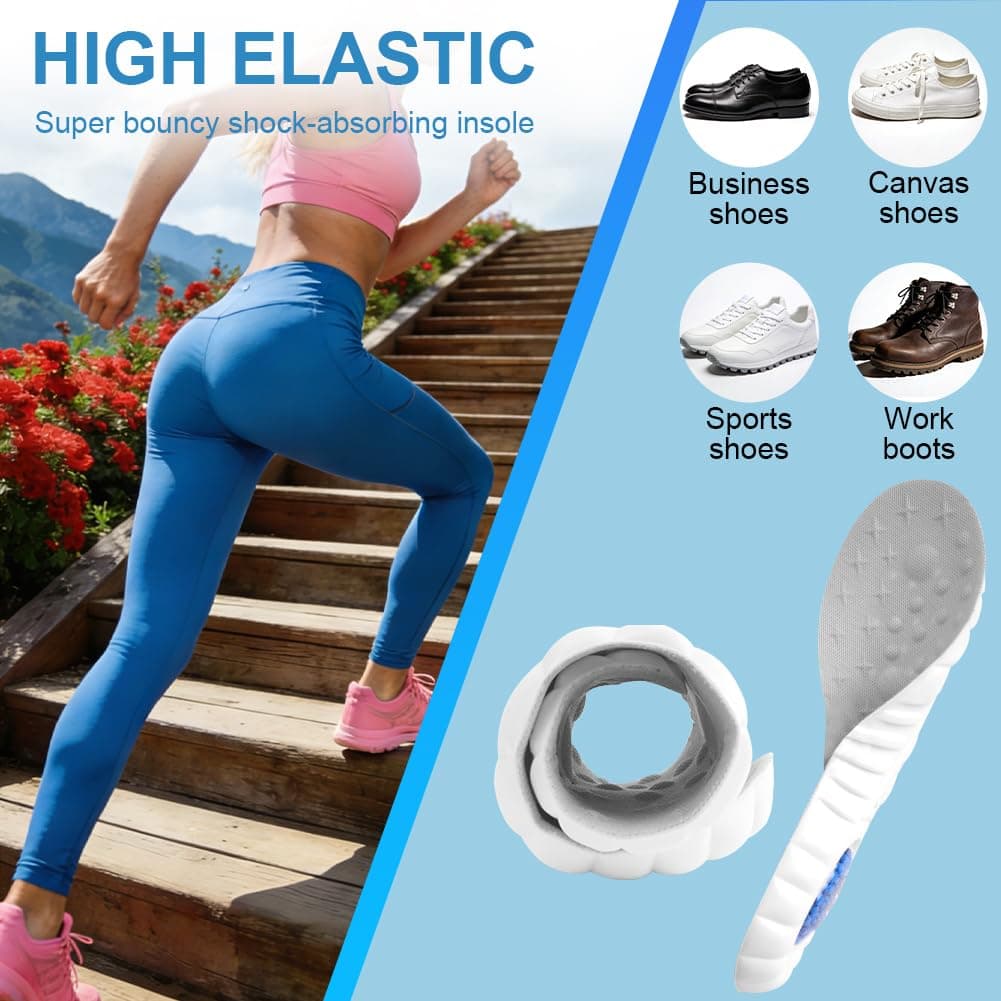 DiULi Women's Men's Memory Foam Insoles, 1 Pair Gel Memory Foam Insoles, Air Mattress Support Foam Insole, Comfortable Shock Absorption, Anti-Fatigue for Boots Shoes (36.5-37) — view 6