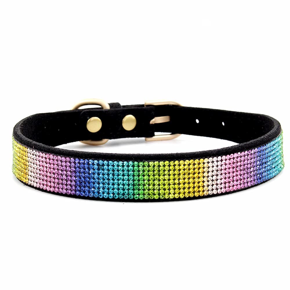 Cute Dazzling Sparkling Elegant Fancy Soft Suede Leather Bling Rhinestone Crystal Jeweled Pet Cat Dog Puppy Collar Dog Leash Combo Set (S, Black-2) — view 3