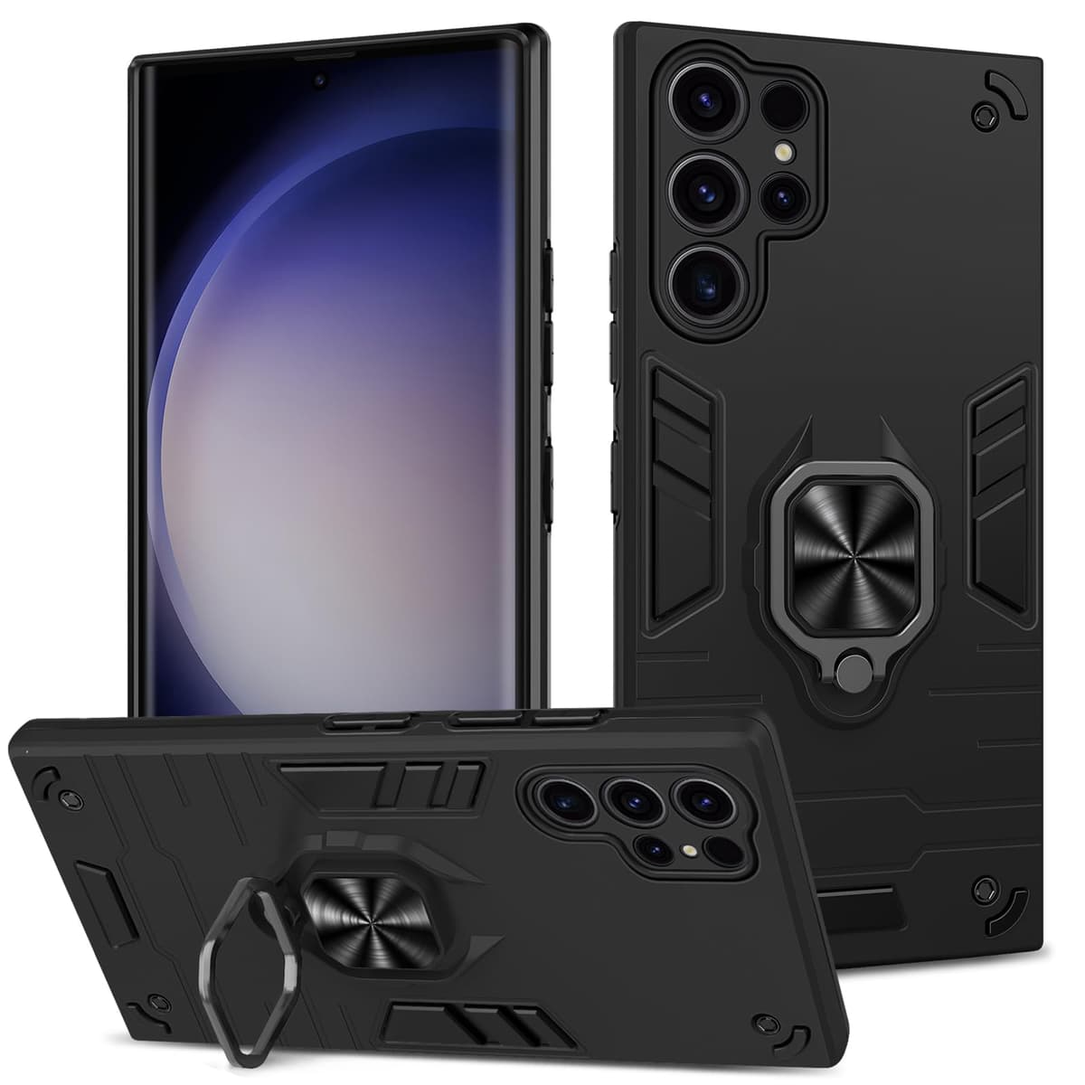 Btstring Funda para Honor Magic 6 Pro, Carcasa Antigolpes con Soporte anular metálico, Case Protectora de Grado Militar, Negro — view 126