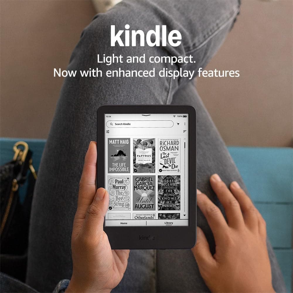 Amazon Kindle (newest gen) – Lightest and most compact Kindle with glare-free display, faster page turns, adjustable front light and long battery life – 16 GB – With Ads – Black — view 9