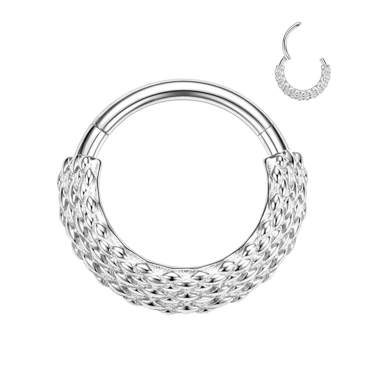hengkaixuan 16G Septum Nose Rings Hoop Daith Earrings Surgical Steel Septum Clicker Ring Hirned Segment Seamless Clicker Ring Conch Hoop Ring Unisex Earrings Hoop Daith Piercing Jewellery — view 10