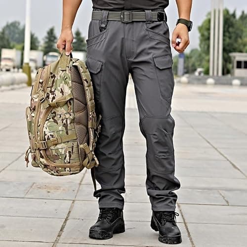 Men's Tactical Pants Work Pants Water Resistant Hiking Pants Military Combat Cargo Pants, Grey, X-Large