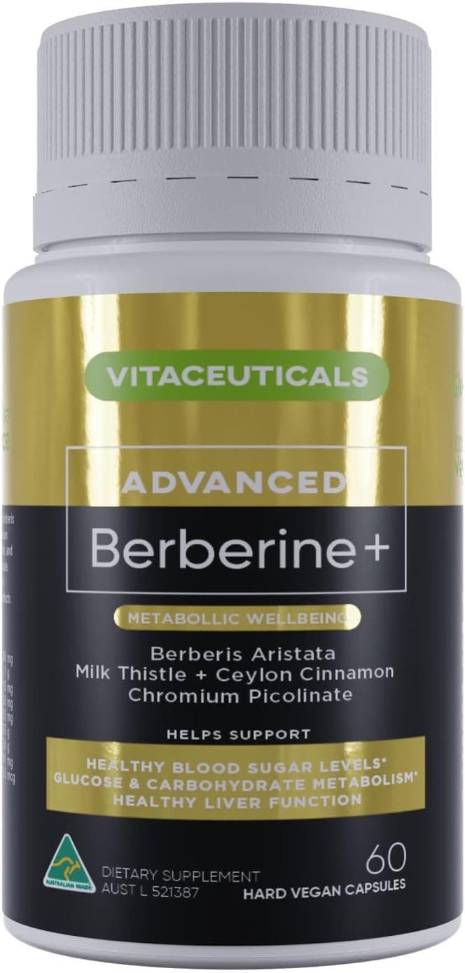 Vitaceuticals Berberine+ | Berberine with Ceylon Cinnamon, Milk Thistle & Chromium | Supports Healthy Blood Sugar & Glucose Metabolism | Digestive & Liver Support | 60 Capsules