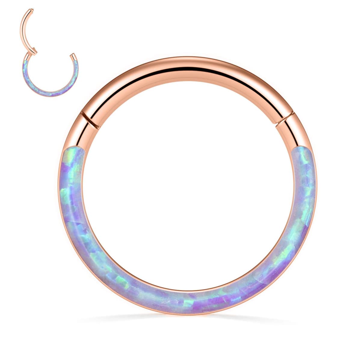 hengkaixuan CZ Opal Septum Jewellery Daith Ring Conch Hoop Seamless Clicker Ring Surgical Steel Rook Tragus Conch Piercing Jewellery Small Hoop Earring Nose Hoop Ring — view 39