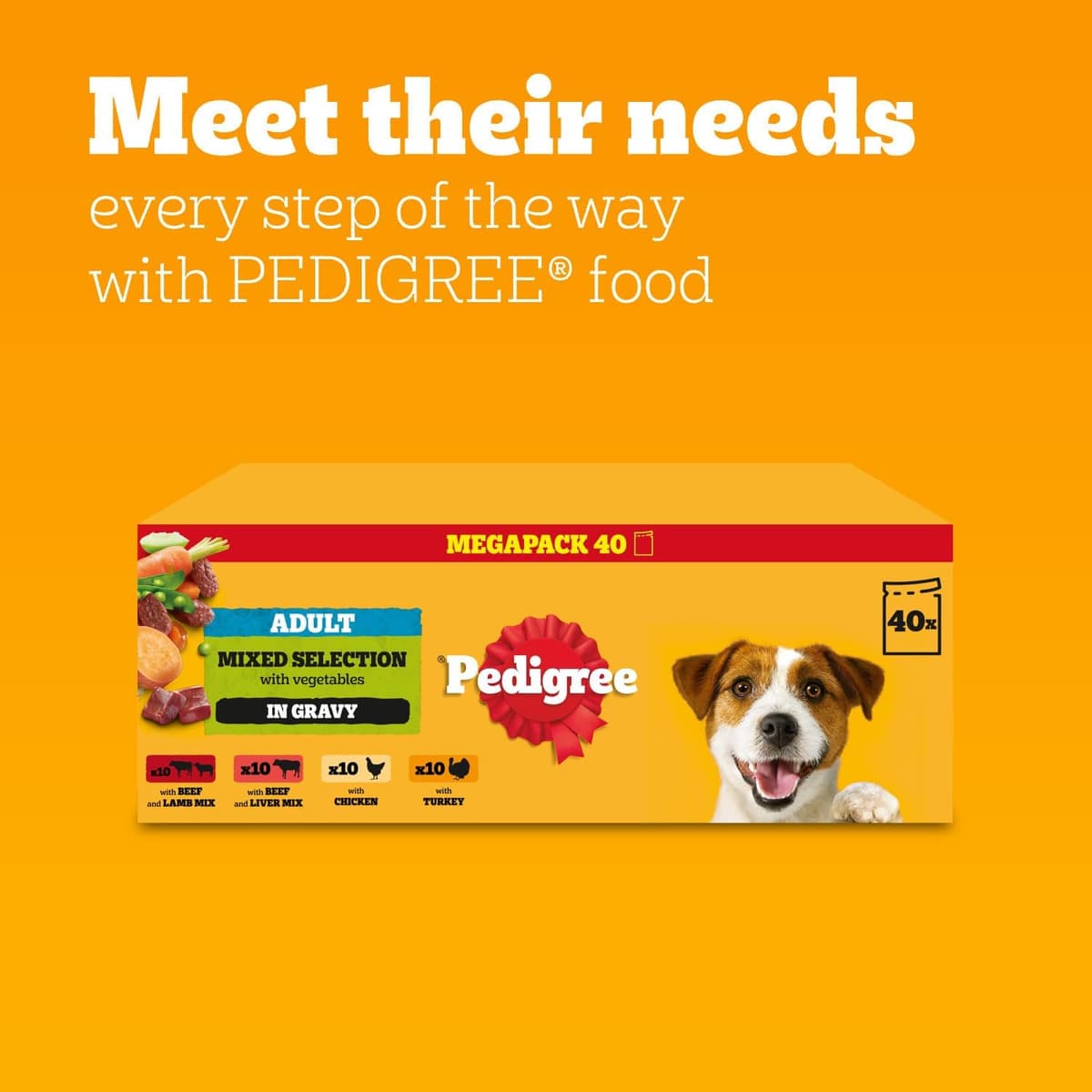 Pedigree Adult Dog Wet Food Pouch Mixed Selection in Gravy, 40x100g — view 5