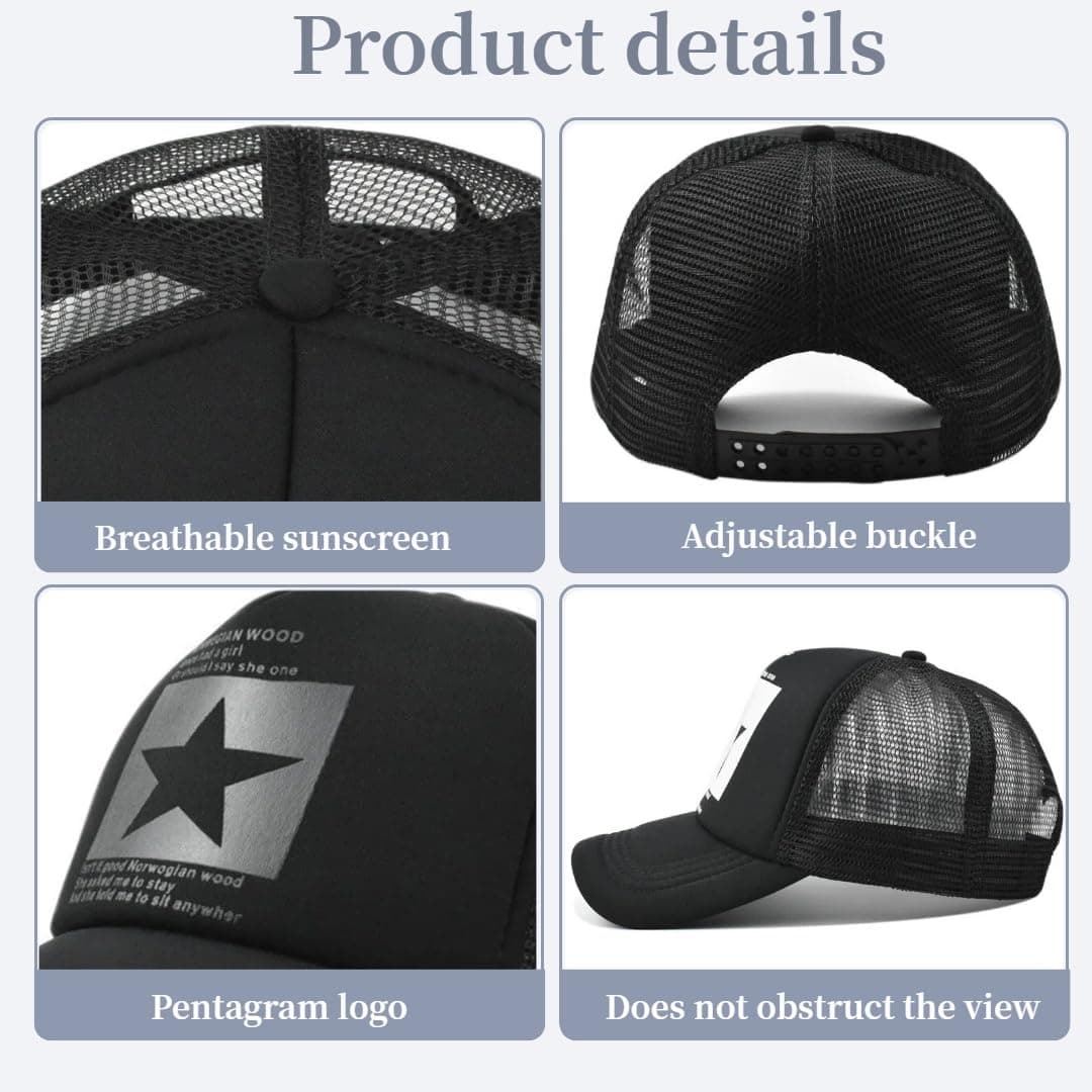 Gorras de Hombre Beisbol Pentagrama de Malla Respirable Gorra el Sol Moda Bordado Gorra Running Cierre de Hebilla Malla Ajustable Sombrero Verano Gorra Beisbol — view 6